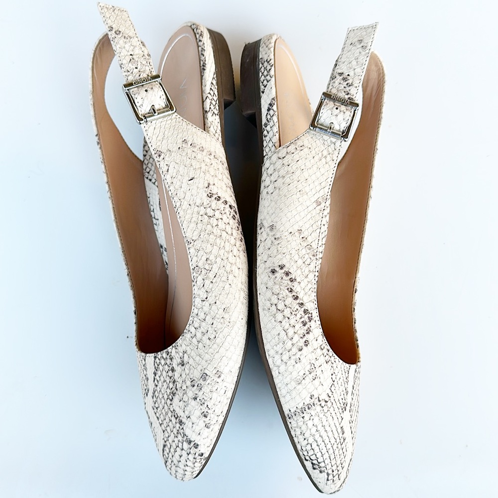 Vionic Jade Snake Embossed Slingback Flats Pointe… - image 7